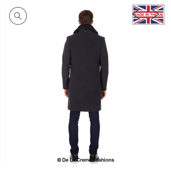 Double Breasted Wool Coat with Faux fur Collar in Black, size Small. Brand New! - Picture 2 of 11